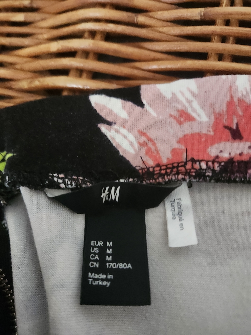 H&M Black Floral Pencil Skirt with Pink, Blue & Green Blooms - Picture 4 of 4